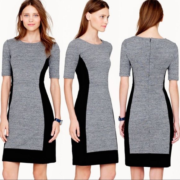 J. Crew Gray & Black Colorblock Sheath Dress - Picture 1 of 9
